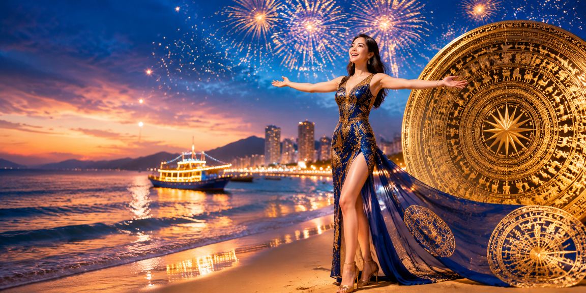 Người dùng tại bãi biển Đà Nẵng thư giãn và tham gia trò chơi xổ số trực tuyến
