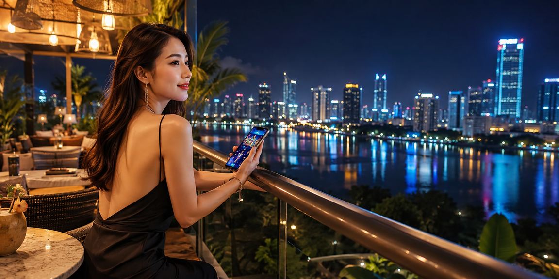 Người dùng tại Hà Nội truy cập tài khoản j97 trong quán cà phê hiện đại