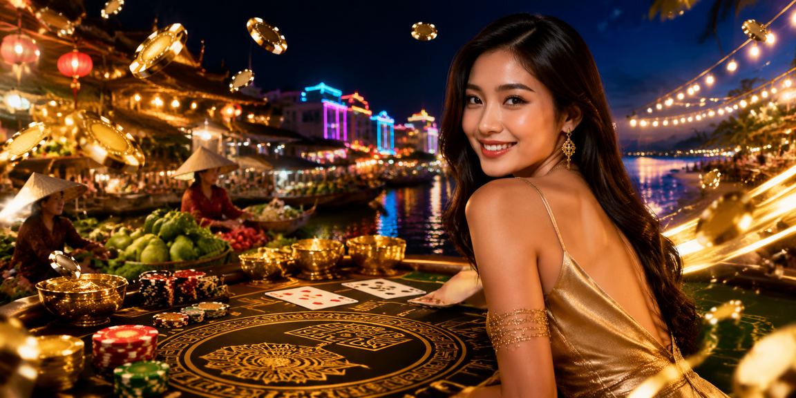 Khung cảnh Mekong về đêm gợi liên tưởng đến sòng bài trực tuyến và giao dịch tài chính tại j97